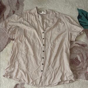 Fun 2 Fun Cream Button Down Short Sleeve Shirt